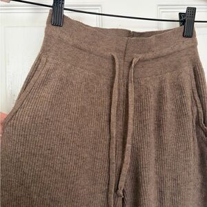 Uniqlo Ribbed Knit Drawstring Pants - Brown